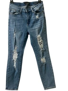 Judy Blue Women’s Distressed Jeans Sz 5/27 Blue Relaxed Fit Stretch Denim JB8833